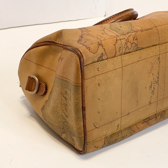 Vintage Alviero Martini 1A Classe Geo Map Satchel Bag Italy Coated Canvas Unisex - Picture 12 of 16